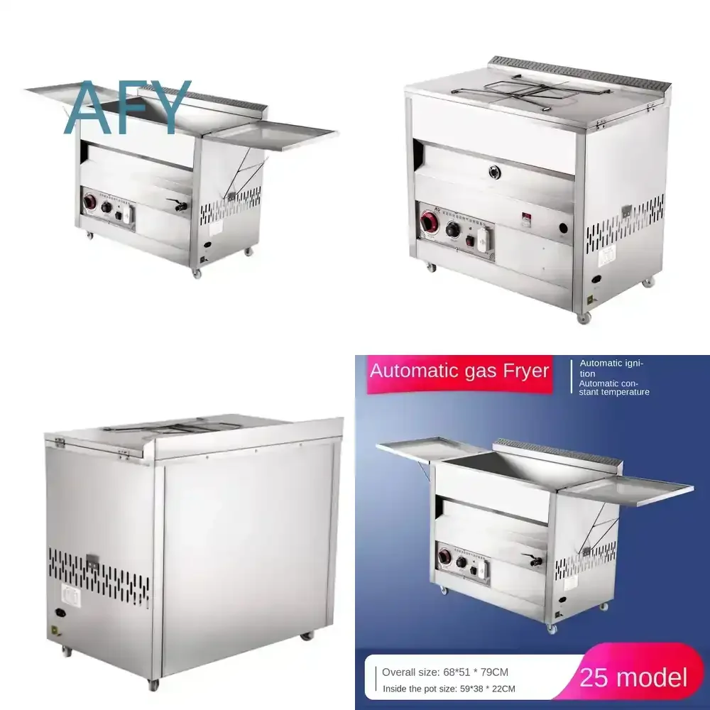 New Electric Gas Fryer for Commercial Stall Automatic Temperature Control Deep Fryer Machine for Fried Chicken Row Liquef