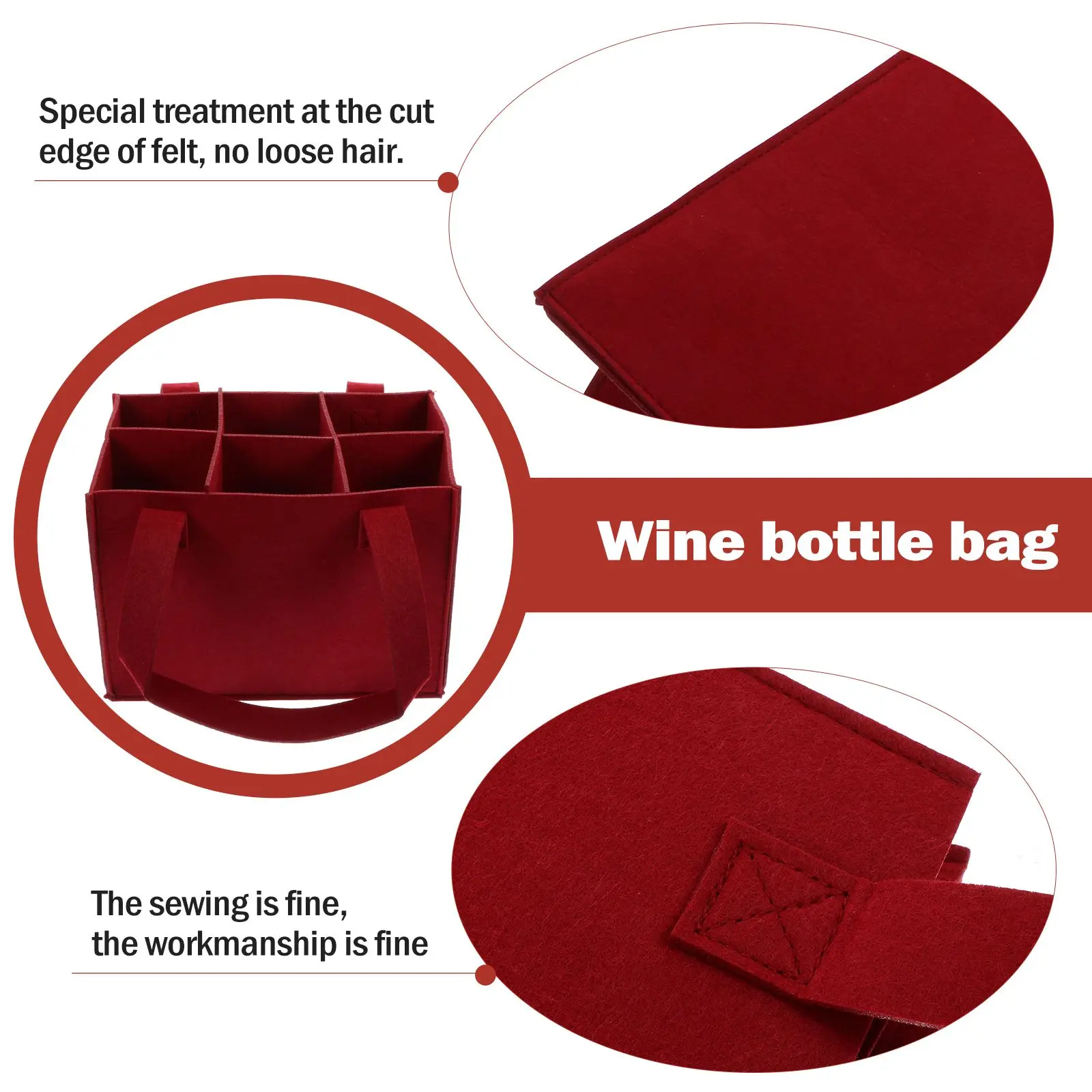 

6 Bottles Tote Carrier Gift Tote Bag Felt Storage Carrier Holder Collapsible Foldable