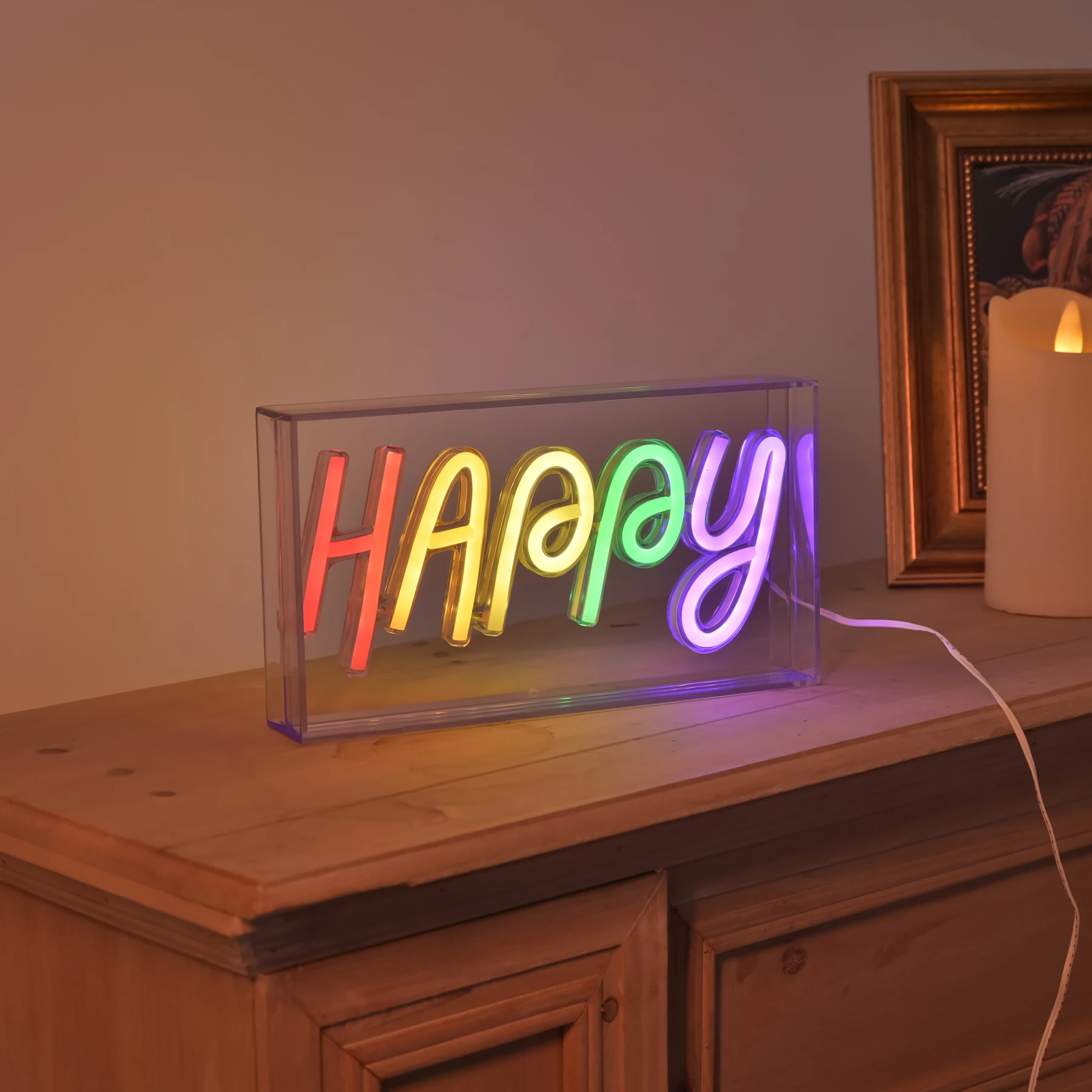 Party Decoration Light Rainbow LOVE HAPPY CHEERS LED Atmosphere Lamp for Celebrations Events And Gatherings
