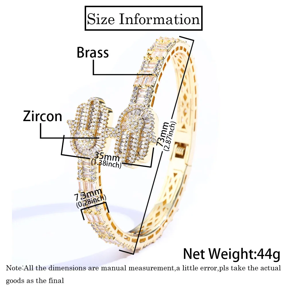 Новое поступление, хит продаж, хип-хоп, мужские и женские ювелирные изделия, полностью выложенный 5А, кубический цирконий, CZ, браслет-подвеска для рук Хамса