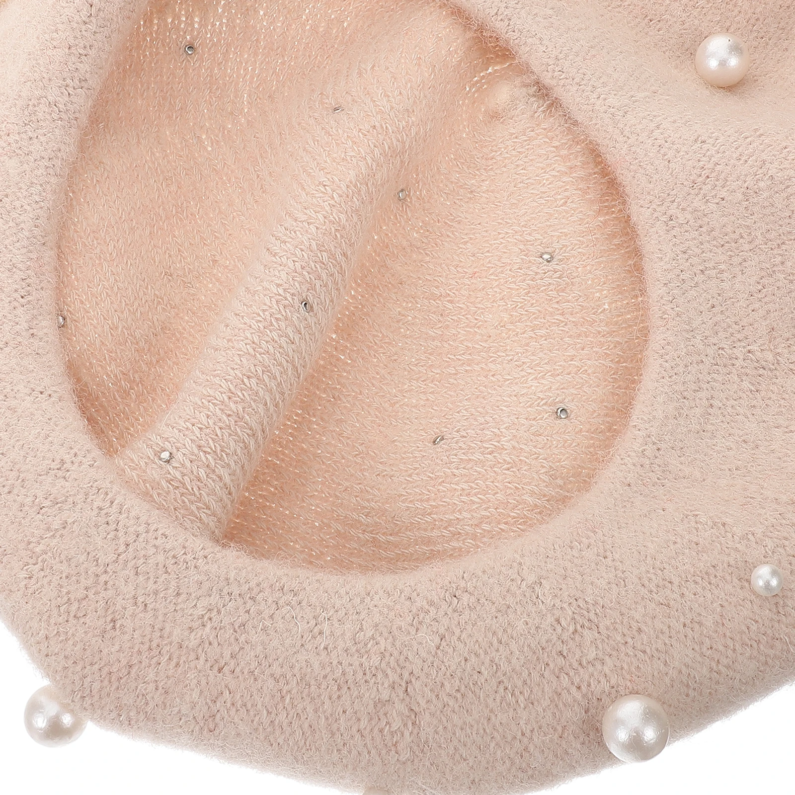 

Pearl Embellished Beanie Winter Women'S Knit Hat Foldable Warm Beret For Outdoor Skiing Cycling Autumn Winter Heavy