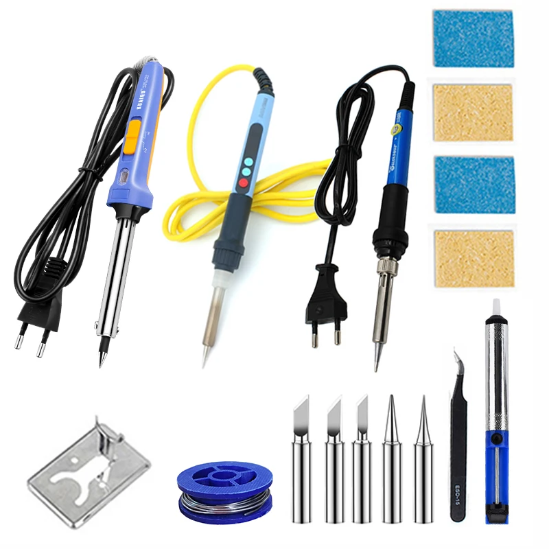 Soldador eléctrico con temperatura ajustable, 60W, 200W, puntas de soldadura, mango, lápiz de calor, herramientas de reparación de soldadura, 110V, 220V