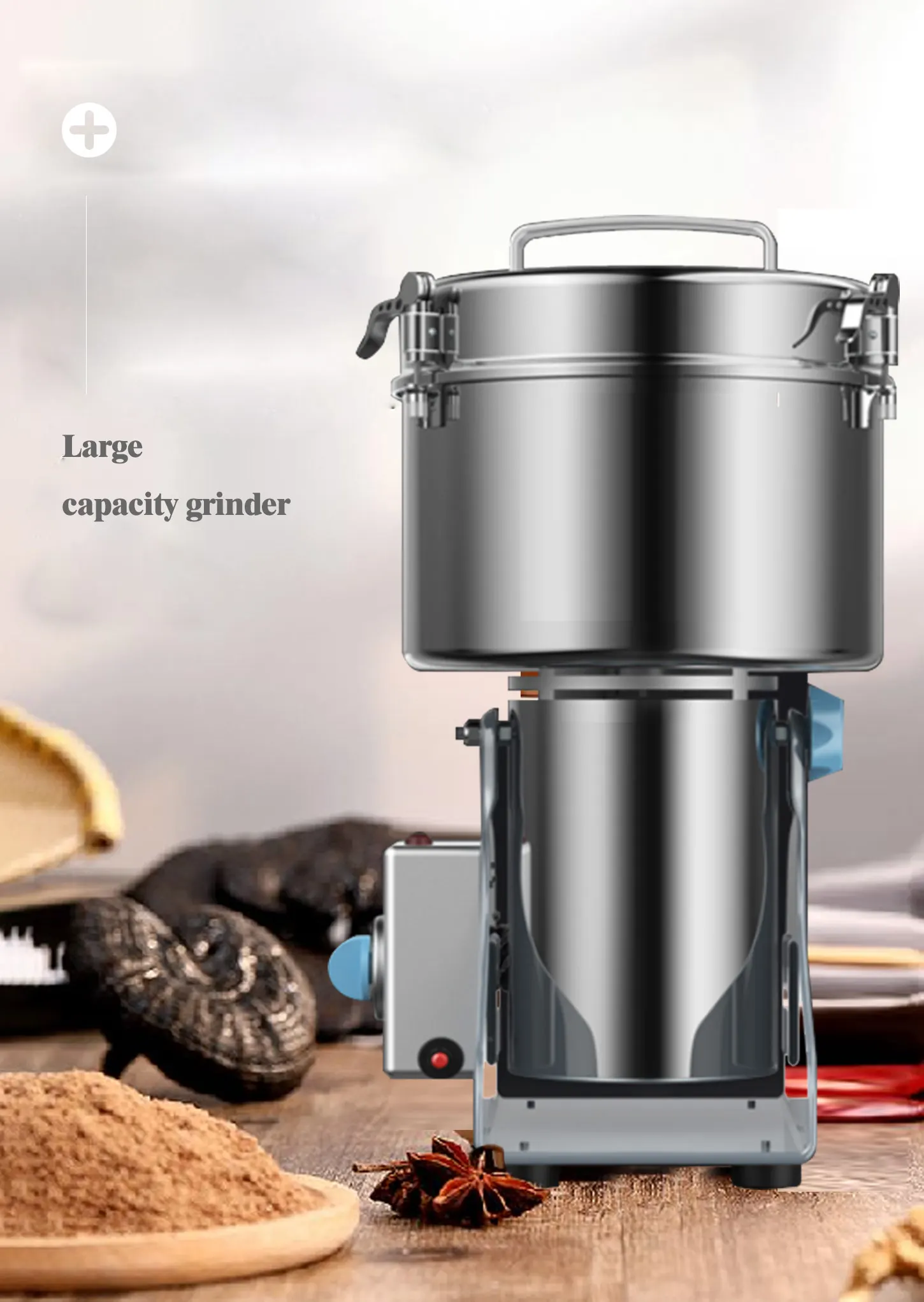 2500g commercial grinder large Panax notoginseng mill ultra fine steel mill medicinal materials dry grinding beater 220V 2000W