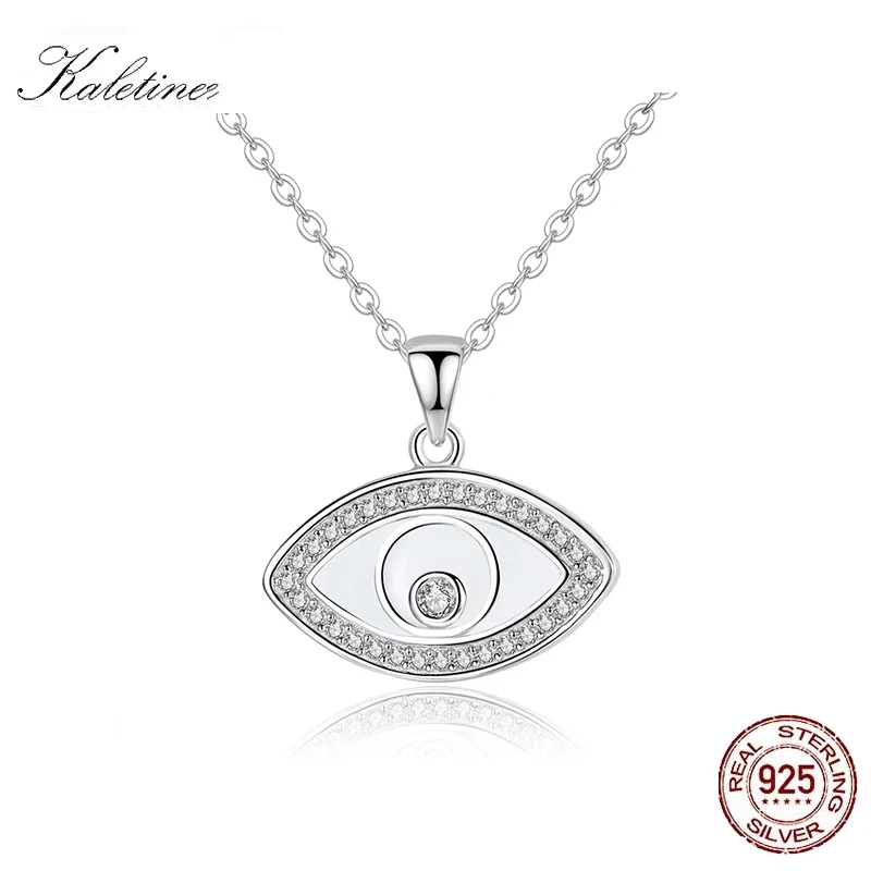 KALETINE Luck Turkey Blue Evil Eye Necklace 925 Sterling Silver Zircon Choker Necklace for Women Jewelry Link Chain