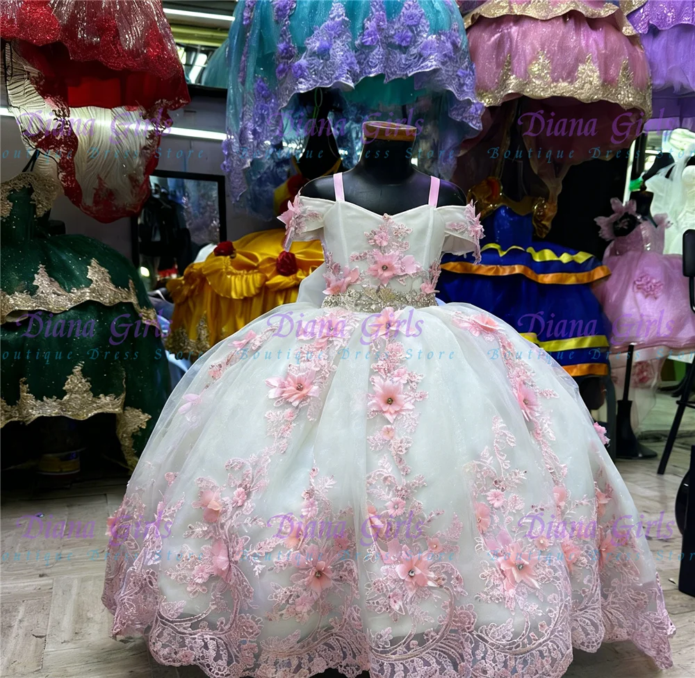 

Великолепное платье с цветочным узором для девочек, белое пышное платье с тюлью и качественной розовой аппликацией для детей, вечерние бальные платья на свадьбу, день рождения