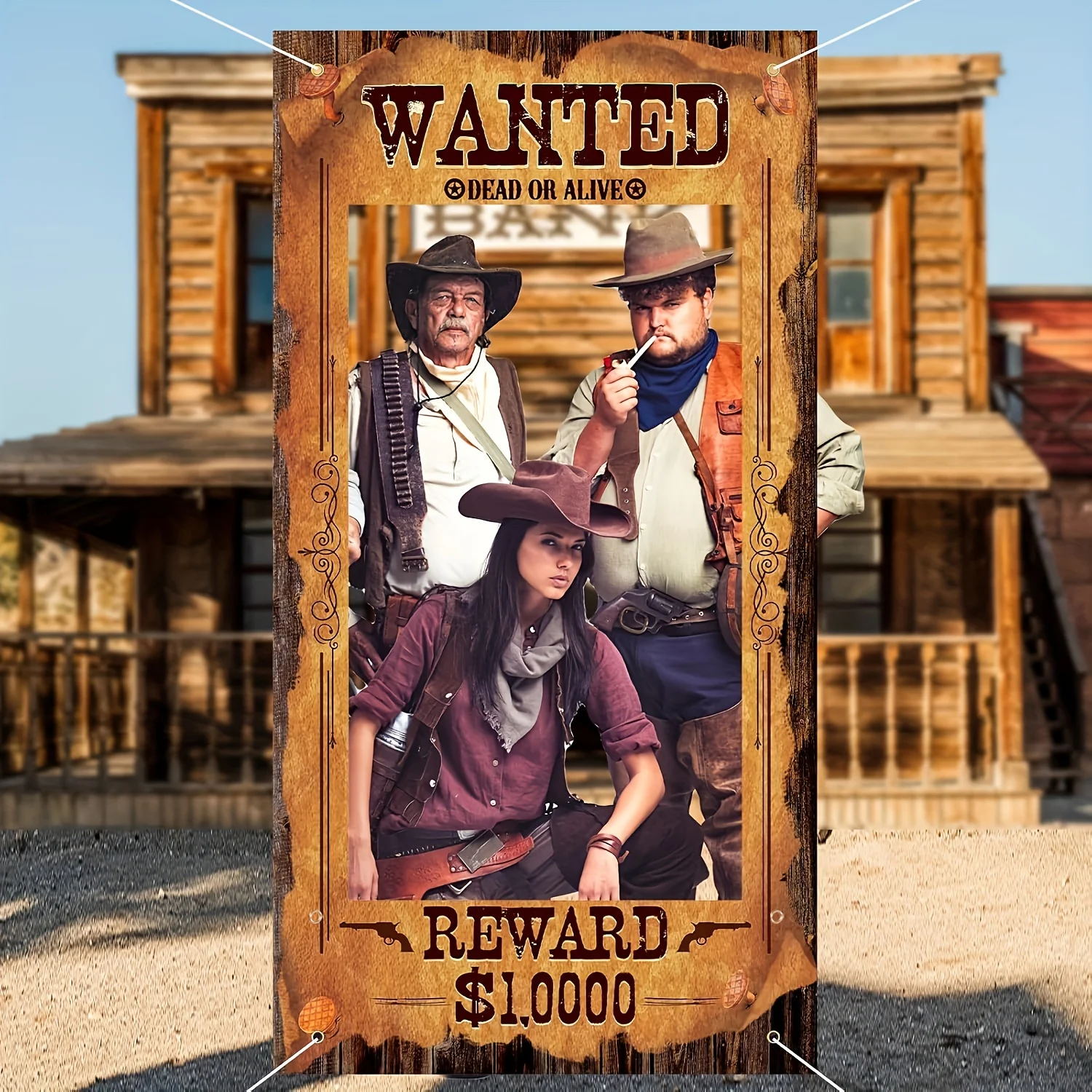 Wild West Cowboy Party-Hintergrund – 1000 $ Genuss-Thema | Hohler Hintergrund für Partygeburtstage und westliche Feiern L