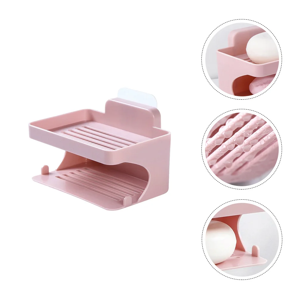 Double Layer Soap Holder Punch Free Bathroom Organizer Dish Sponge Hanging Rack Tray Shelf Wall