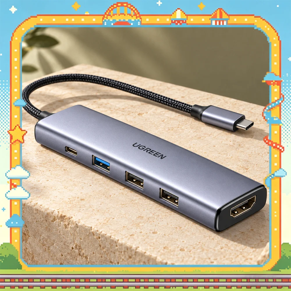 UGREEN 35178 5-in-1 USB-C Hub, 4K 60Hz HDMI, 3 USB-A Data Ports (USB 3.0 + 2 USB 2.0), 100W PD Input
