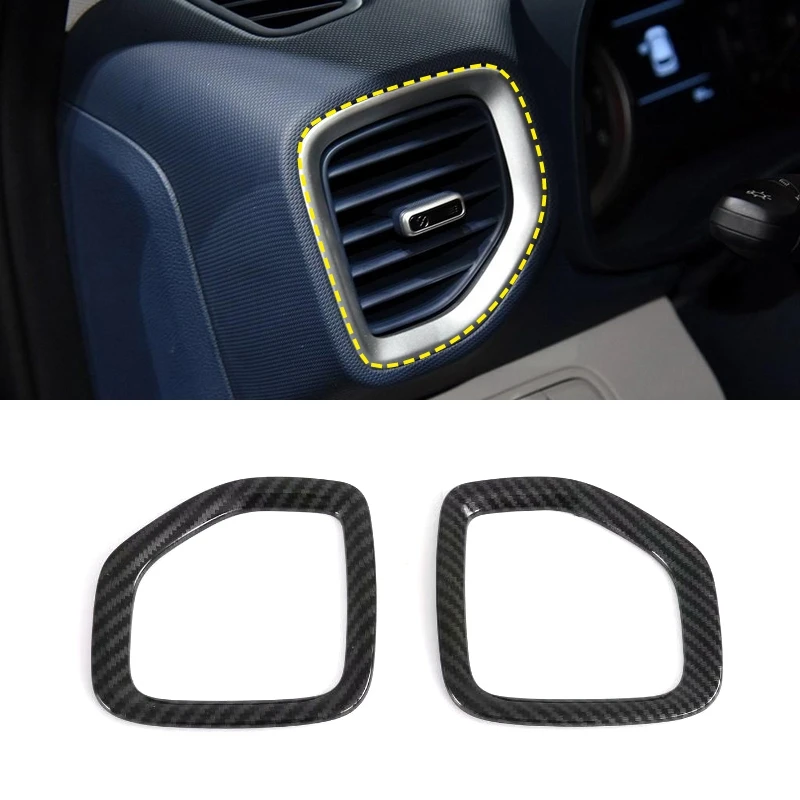 ABS Carbon Fiber Front Side Air Outlet Vent Cover Sticker Decorative Trims for Hyundai Venue 2019