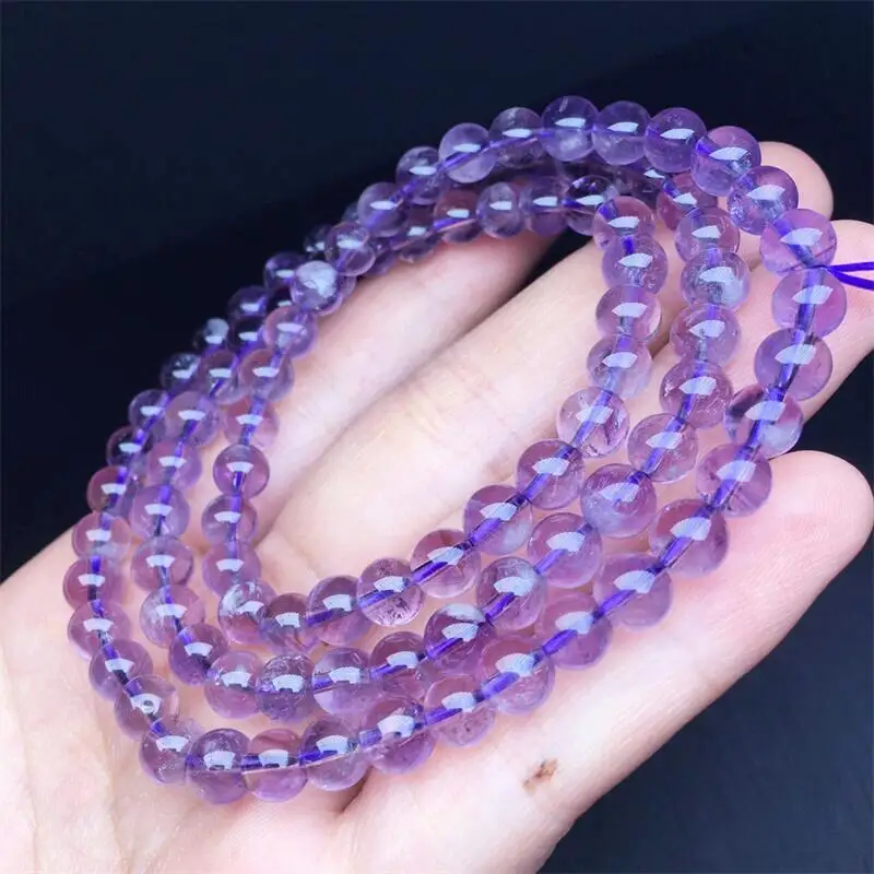 

6MM Natural Amethyst Triple Circle Bracelet Fashion Crystal Gemstone Jewelry Reiki Healing Gift For Women 1pcs