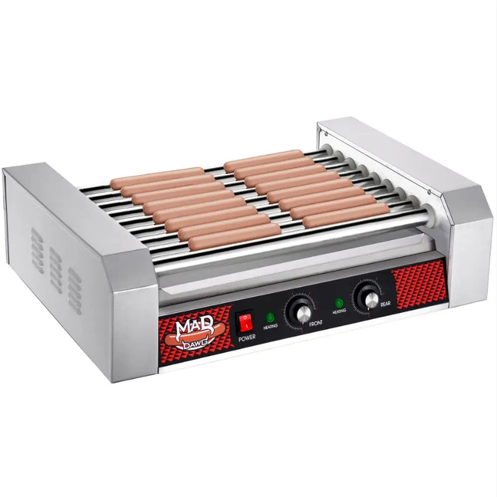 24 Hot Dog Roller Machine 9 Rulli Elettrico Griglia per salsicce Fornello da banco Doppia temperatura Vassoio antigoccia Cookout Party BBQ