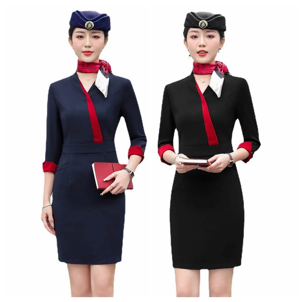 Ladies Short Sleeve Work Uniform, Quality Occupation Dress, Airport Hotel Front Desk, Stewardess Beauty Salon, Summer Clothes