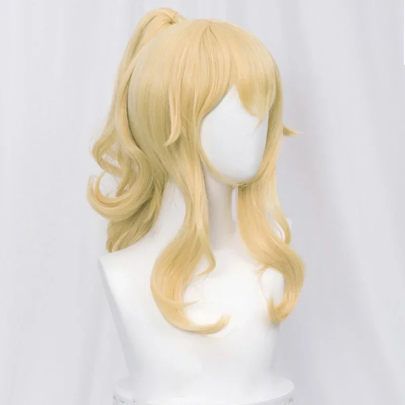 Genshin impacto jean cosplay peruca cosplay 40cm clipe loiro rabo de cavalo resistente ao calor peruca de cabelo sintético anime cosplay perucas peruca boné