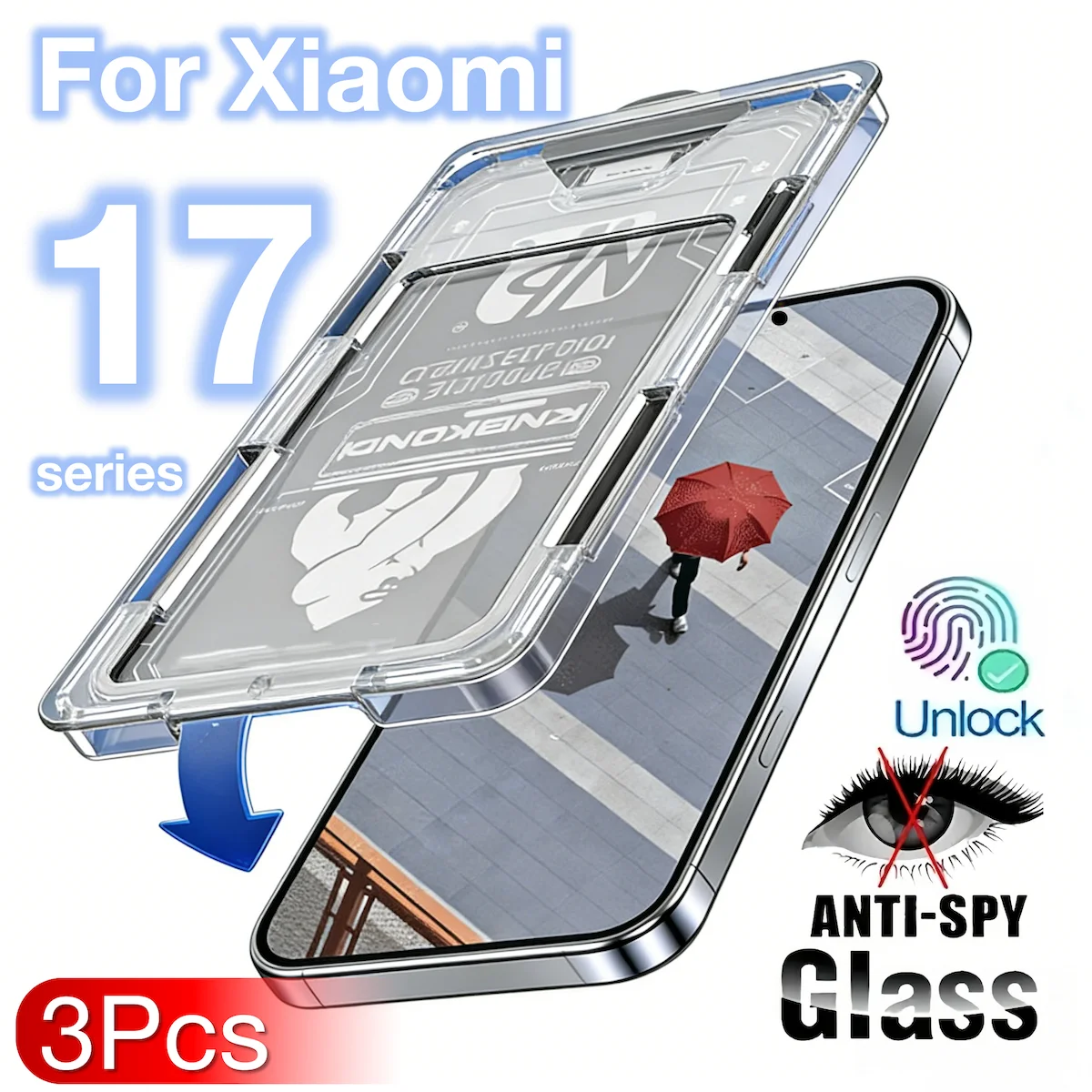 

3Pcs For Xiaomi 17 Ultra Pro Max Anti-Spy Screen Tempered Glass Protective No Dust Unlock ﻿9H Hardness Auto-Positioning Laika