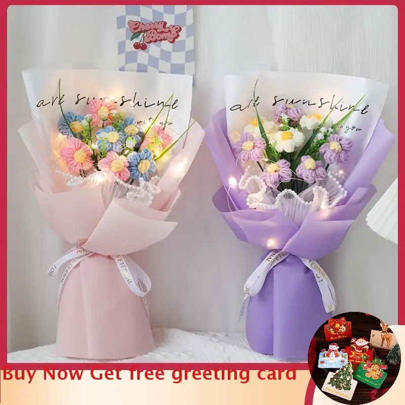 Artificial Flower Crochet Flower Bouquet Eternal Flowers Graduation Bouquet Wedding Guest Gift Bouquets of Flowers 졸업 꽃다발