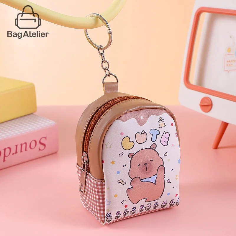 

Creative Zipper Capybara Coin Purse Keychain Portable Kawaii Storage Bag Fashion Cute Lipstick Bag Simple Earphone Bag Gifts