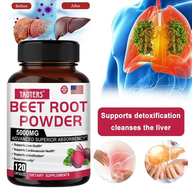 Organic Nitric Oxide Booster Beetroot Powder Capsules Cycle Superfood, Natural Energy