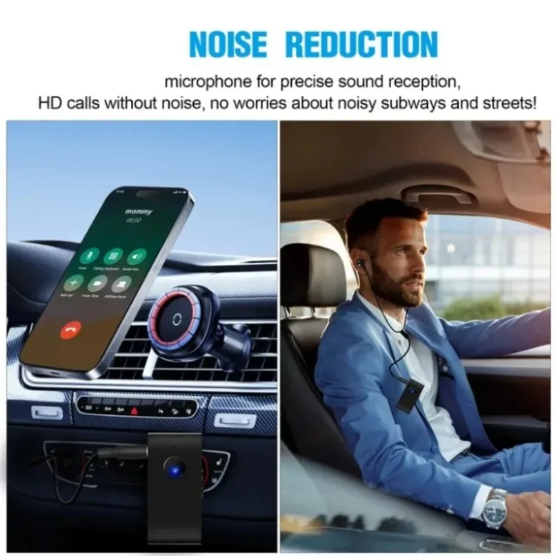 Bluetooth 5.0 Audio Receiver with In-Ear Earphones 3.5mm Wired Headphones HiFi Stereo Wireless Adapter for Car Home Stereo Use view 3