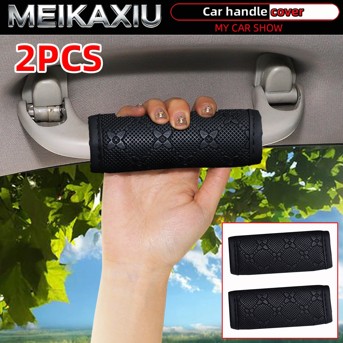 2 Sets PU Leather Star Anti-Slip Car Handbrake Covers Protection And Decoration Interior Supplies