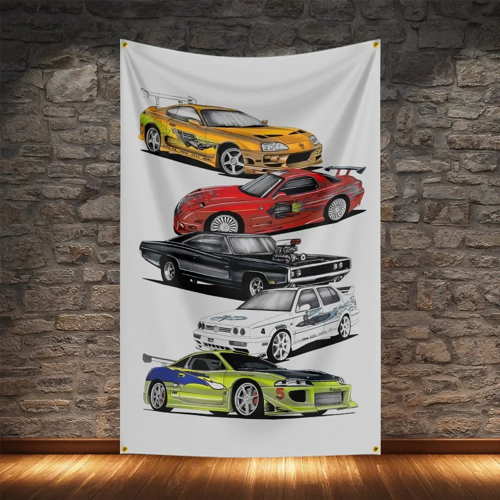 Highthorsepower Modified Super Racing Car Flag Polyester Digital Printing Classic Cars Banner