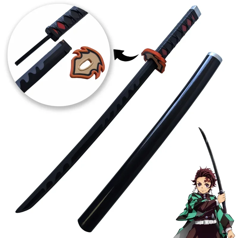 Demon Slayer Katana Sword Anime Assembled Original Cosplay Weapon Orange Rengoku Kyoujurou Kamado Tanjirou Swords 72cm