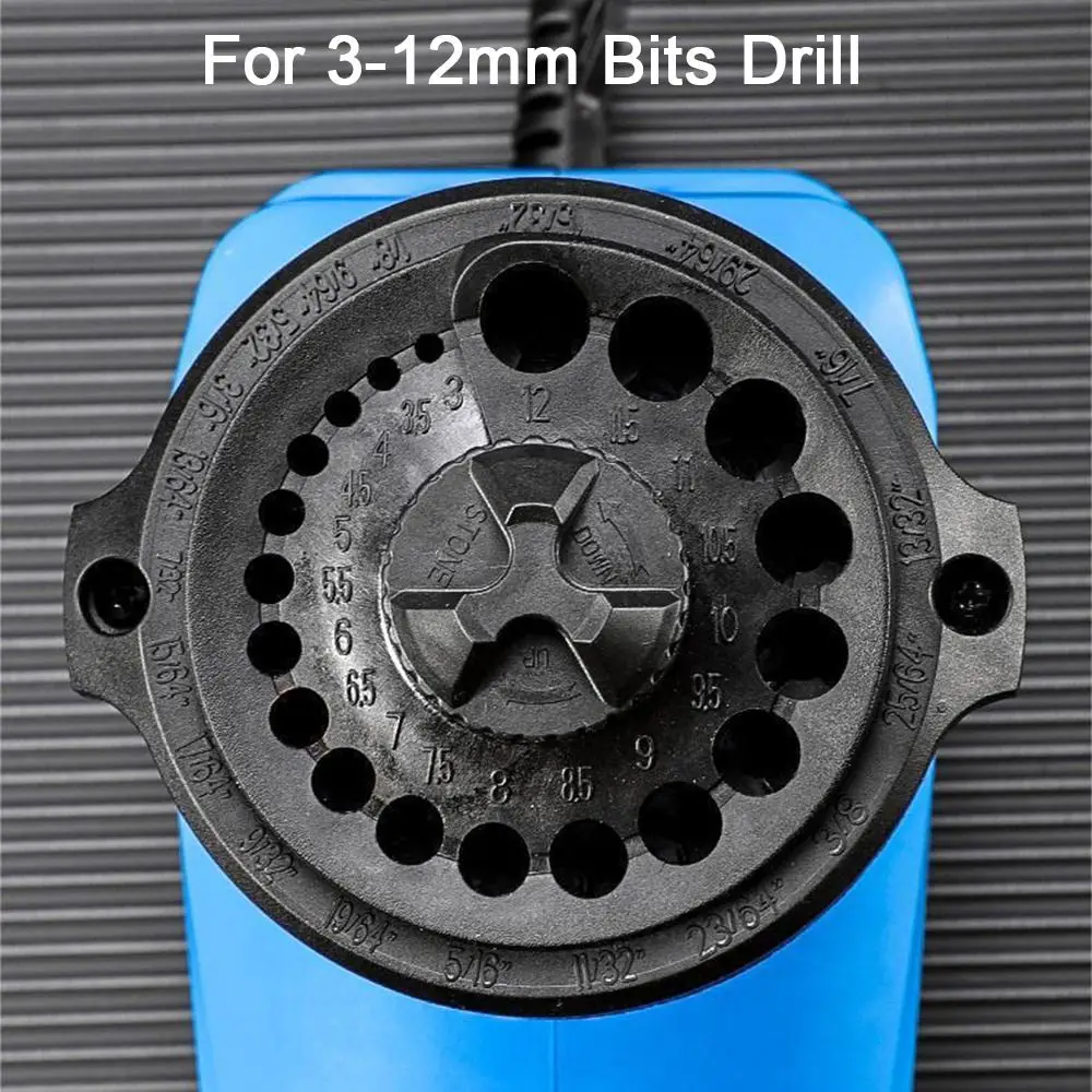 

For 3‑12mm Twist Bits Drill Bit Sharpener 19 Holes Anti Slip Foot Pads Grinding Drill Machine Multipurpose Efficient