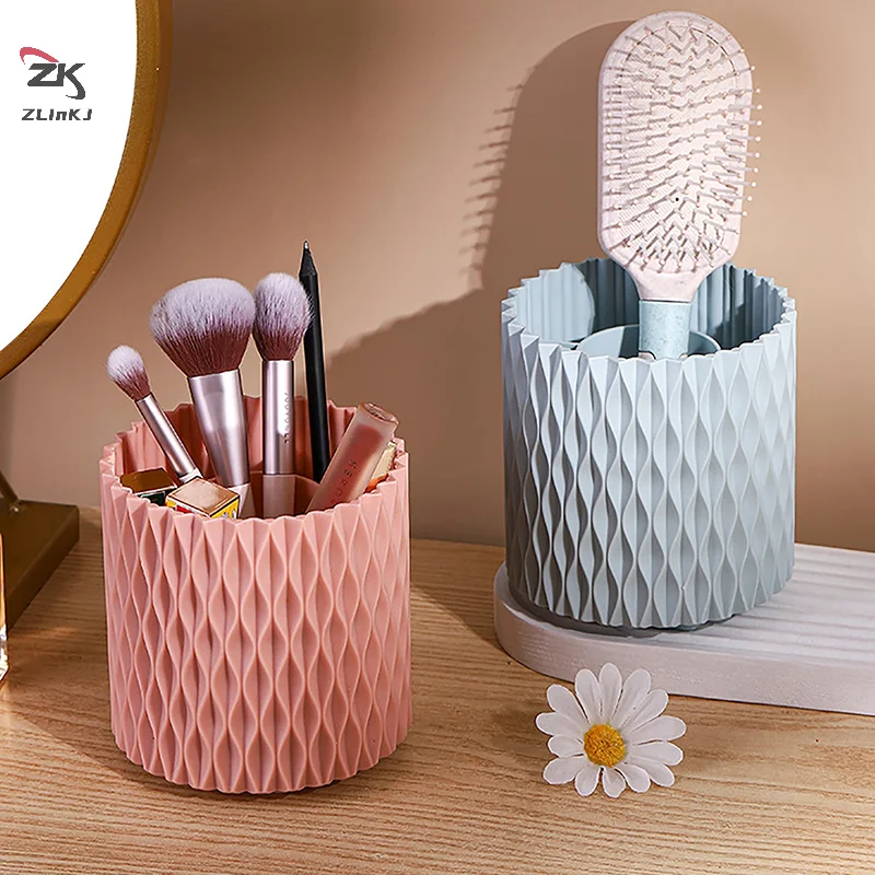 Rotating Makeup Brush Cup Holder Storage Box Organizer Multi-functional Desktop Eyebrow Pencil Makeup Brush Organizer Holder