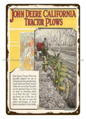 art and posters farm ranch California Tractor Plow metal tin sign