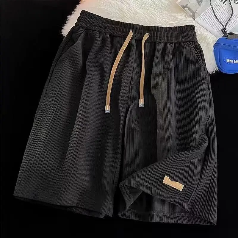 Loose Fit Ice Silk Shorts for Men Summer Thin Quick Dry Beach Sport Casual Versatile Mid-Length Casual Shorts City Walk