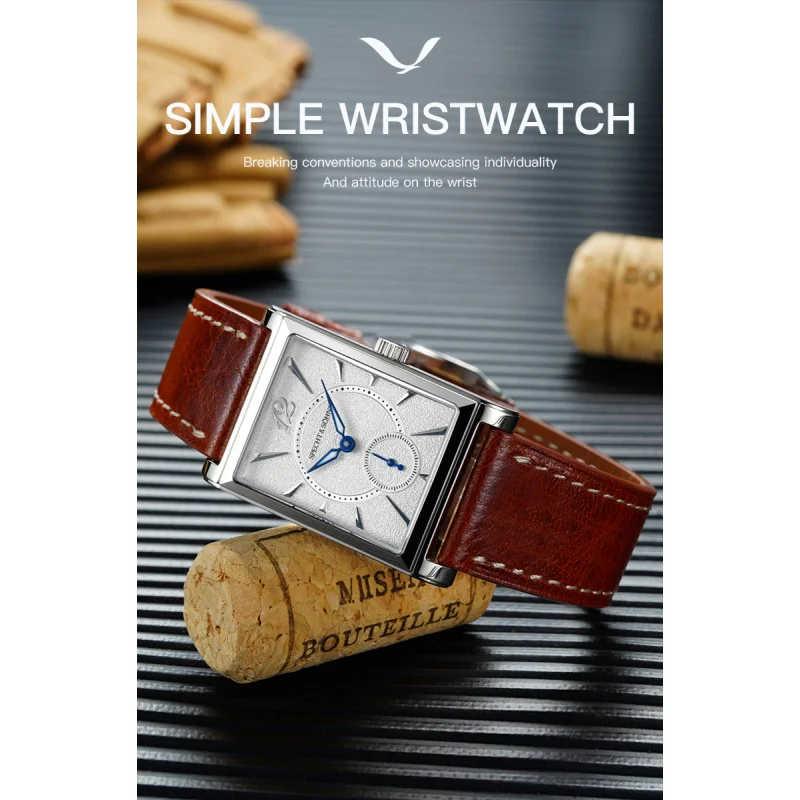 2025 أسود 26 مللي متر Specht & Söhne ساعة مربعة ساعات رجالية سامسونج اليابان حركة عادية الفولاذ المقاوم للصدأ الياقوت كريستال الرجال