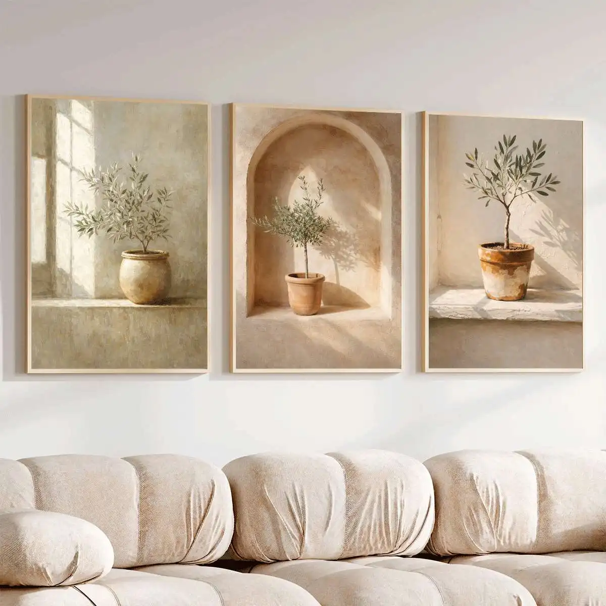 3PCS Boho Style Plant Print Poster  Sunlight Potted Plants Wall Art  Retro wall decoration Canvas Paintings For Room Decor
