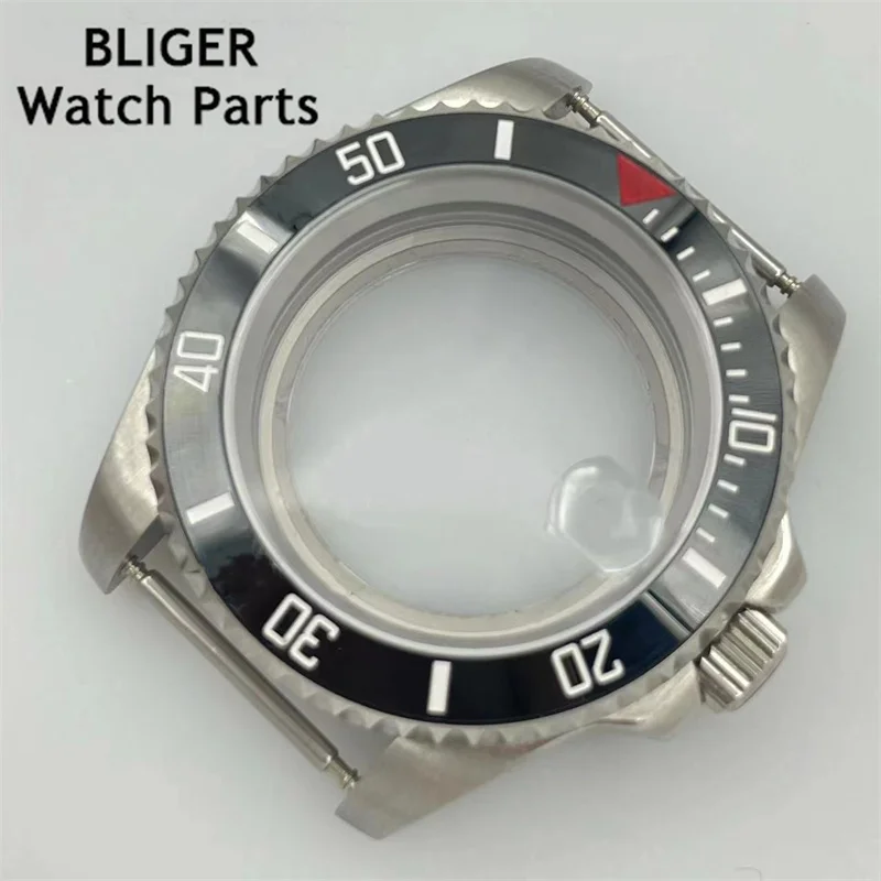 BLIGER 40mm silver stainless steel retro watch case sapphire glass fit NH35 NH36 NH38 2824 3804 2813 movement