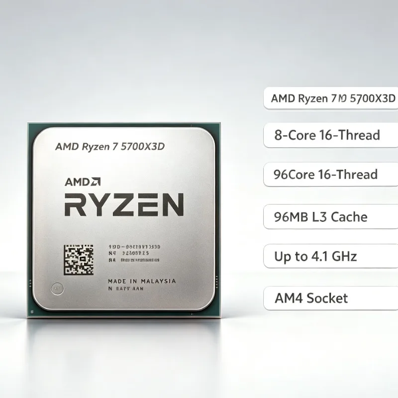 Multi Task Gaming Desktop CPU Ryzen 7 5700X3D Bulk AM4 Socket 8 Core 16 Thread 105W DDR4 Processor