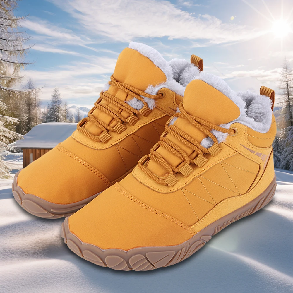 Wasserdichte Winter-Plüsch-Barfußschuhe für Damen und Herren, rutschfeste Schneestiefel, Baumwolle, warm, mit Fell gefüttert, Unisex, Wandern, Outdoor-Schuhe