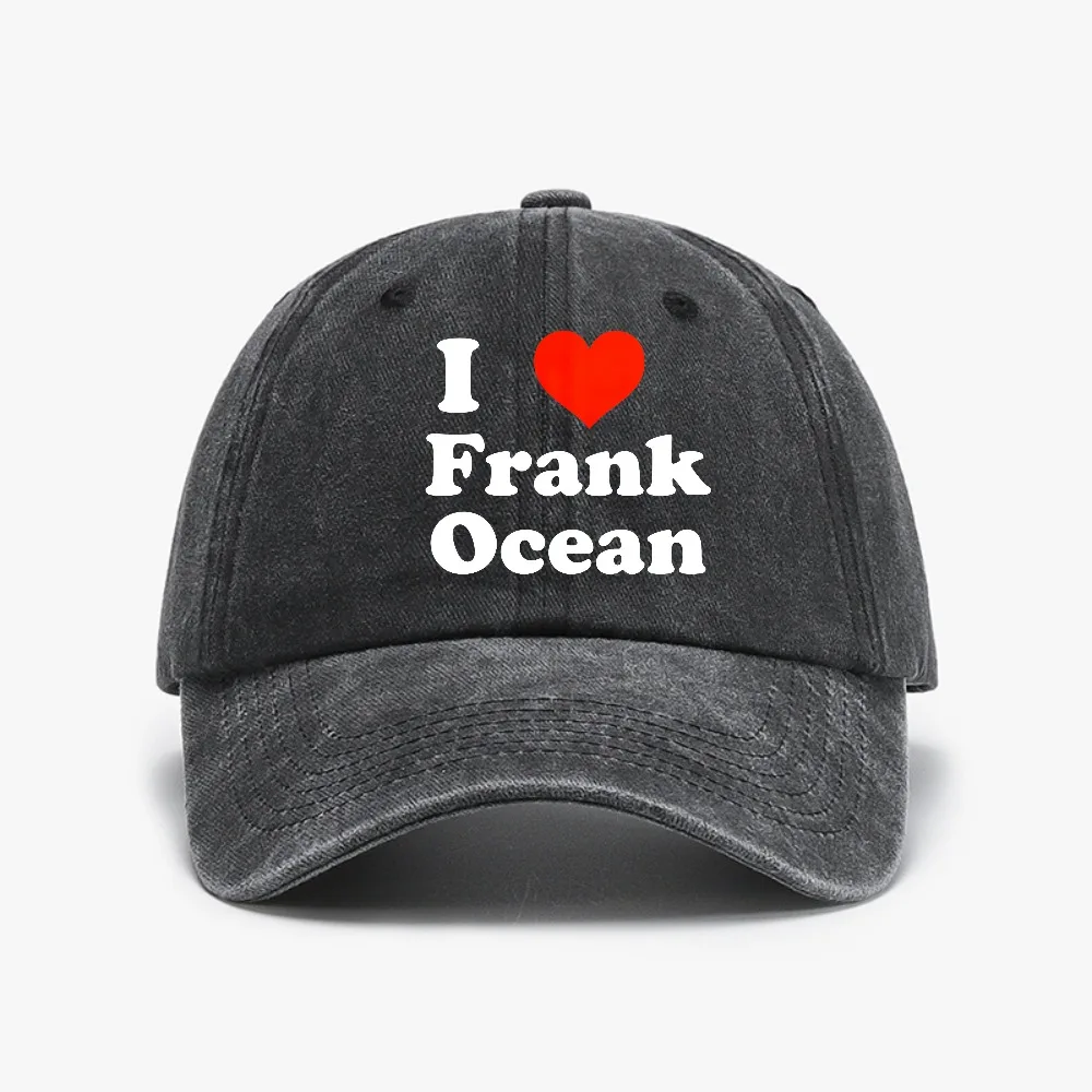 

I Love Frank hat Men Women Blond Hip Hop Trend Golf hats Ocean Fashion Rapper Outdoor Washed denim baseball cap