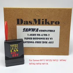 DASMIKRO SANWA DSK-482N DSK-482 V3 SUPER RESPONSE FREE ANTENNA 4CH RECEIVER V3 FH-4 FH-3 FOR RC RACING DSK-482N