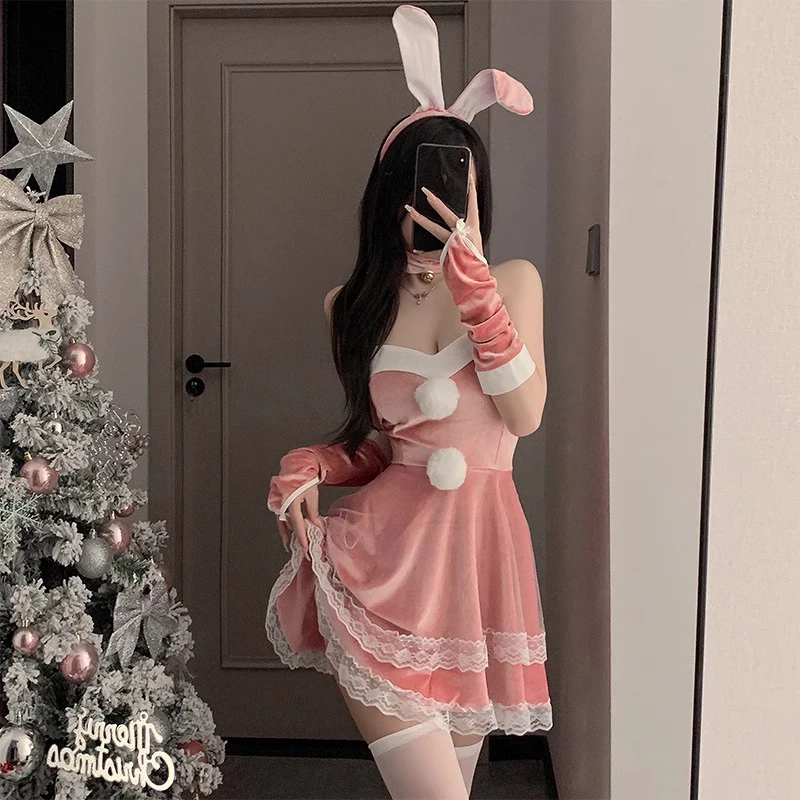 Disfraz Sexy de Cisas con tema de conejo para niña, disfraz rojo de Año Nuevo, bata de guerra para actuación en Club nocturno, puro deseo, loween
