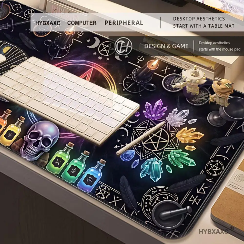 Rainbow Pentagram Goth Witch Mystic Altar Desk Mat Dark Occult Extended Mouse Pad For Gaming Office Workspace Gift