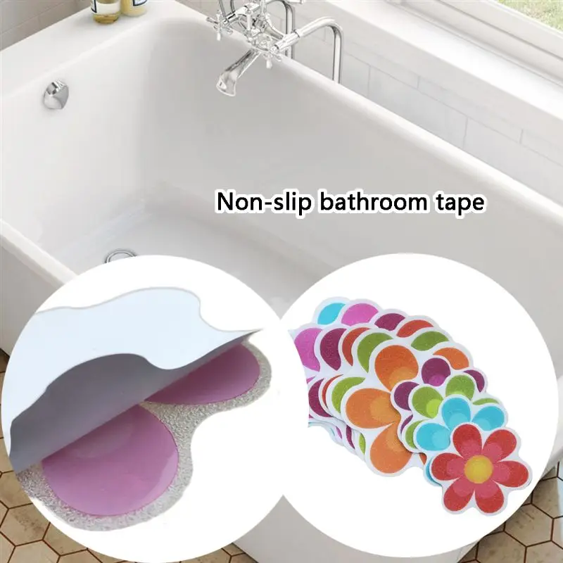 10pcs/set Anti Non Slip Mat Flower Bathtub Stickers Safety Flooring Bathroom Shower Adhesive Decals