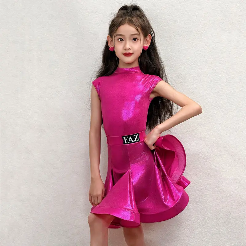 

2026 Latin Dance Competition Clothes Children Latin Dance Show Stage Wear Cap Sleeve Dance Suit For Performance White VBH2724