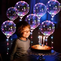 5/10Pcs Clear LED light Up BoBo Balloons Transparent Luminous Bubble Balloon with Light String and Sticks for Wedding Supplies