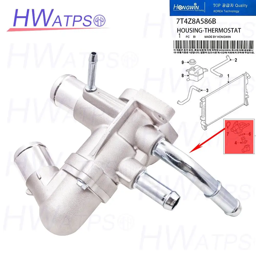 Carcasa del termostato del refrigerante del motor 7T4Z8A586B para Ford Edge Taurus Lincoln MKX Mercury Sable 7T4Z-8A586-B