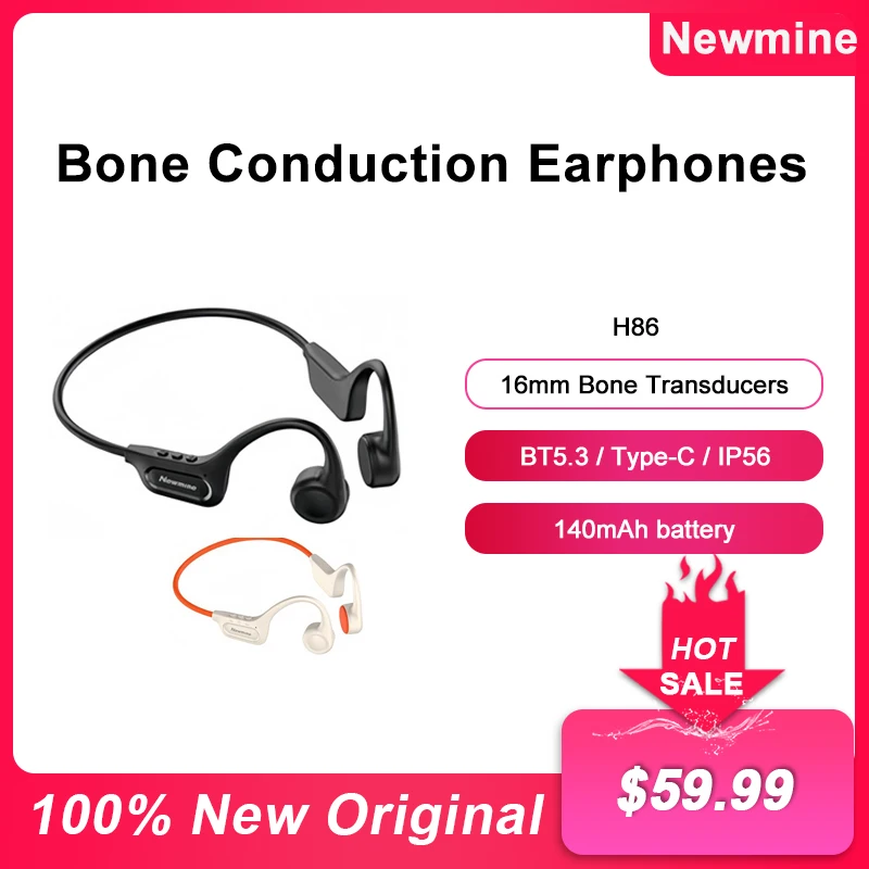 New Original Newmine H86 Bone Conduction Bluetooth Earphones Wireless Sports Running Ear Hanging Non In-ear Bone Sensing