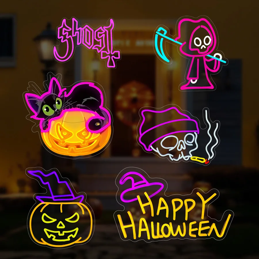 

Halloween neon custom cross-border ghost sign festival letter modeling decoration atmosphere light