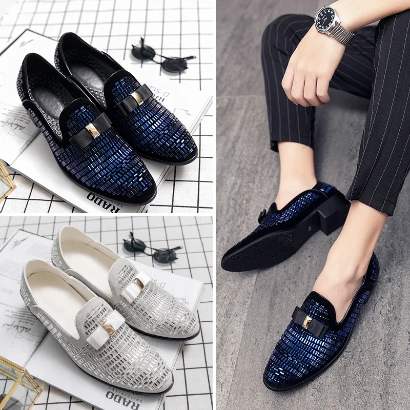 2024 Men Fashion Banquet Leather Shoes Men's Business Shoes Special Grain Wedding Shoes Male Casual Flat Loafers Big Size 38-48