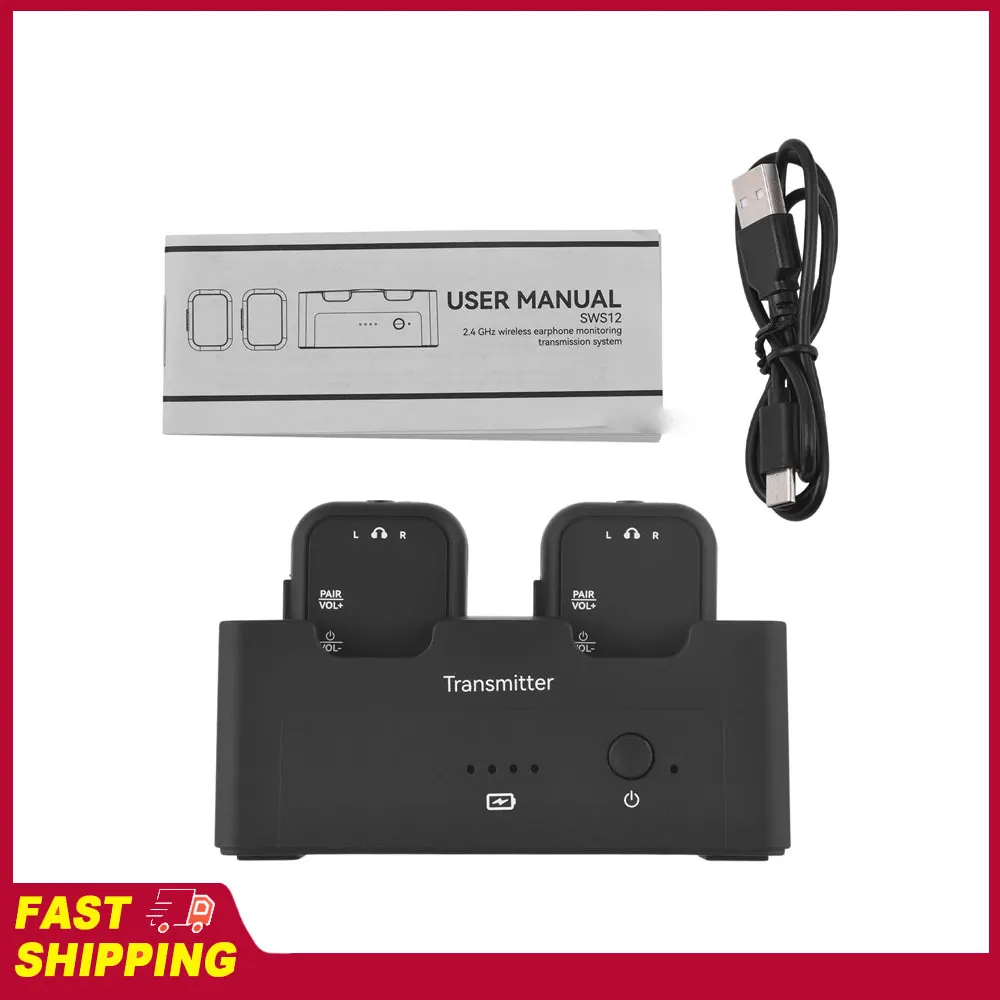 

Беспроводная система передачи звука M-VAVE WP-12 2.4ГГц (наушники-мониторы) IEM: комплект передатчик-приемник для студий, групп и живых выступлений