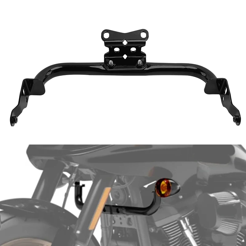 

Black Motorcycle Front Fairing Lower Support Bracket Turn Signal Mount For Harley Low Rider ST FXLRST 22-25 El Diablo FXRST 22