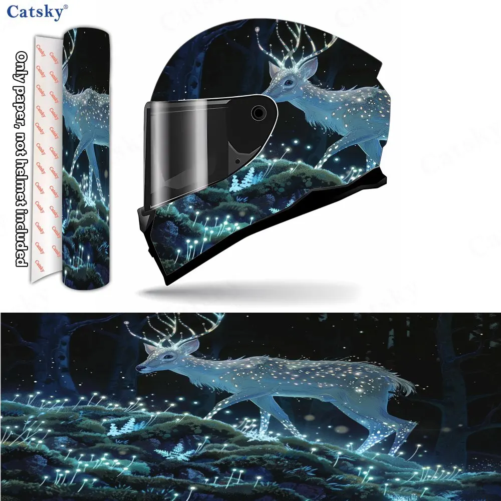 

Spirit Deer in Gloomy Forest Pattern Helmet stickers , PVC Material Multifunctional Helmet Stickers, Scratch-Resistant & Fade-Pr
