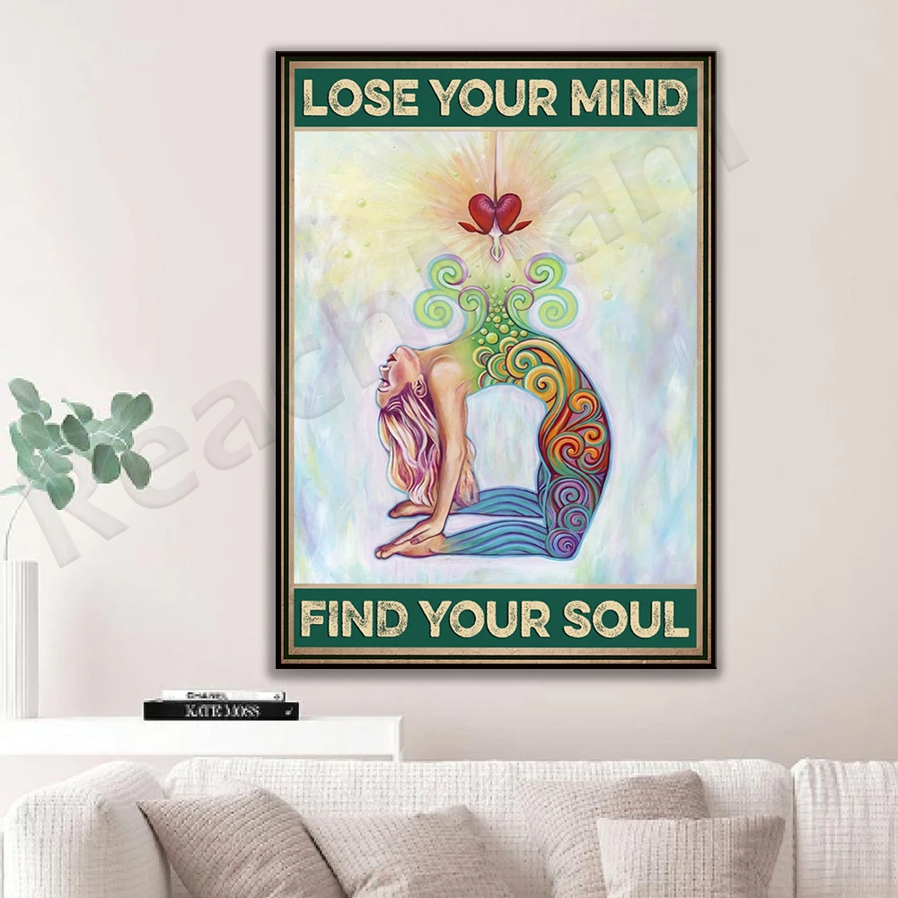 Yoga Poster, Hippie Girl Yoga Poster, Lose Your Mind Poster, Retro Meditation Poster, Namaste Poster Wall Art, Yoga Gift