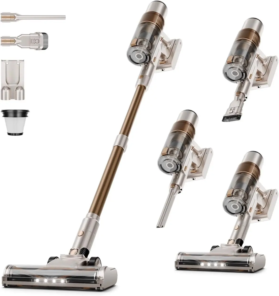 

Portable 6-in-1 Cordless Vacuum Cleaner with Anti-Tangle Brush, LED Light, Self-Standing for Pet Hair and Floors